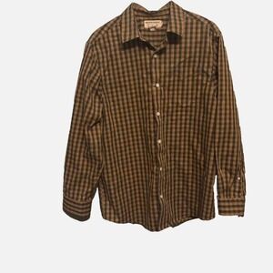 Duluth Trading Shirt Wrinkle fighter Men's M Green Check Relaxed Fit Long Sleeve
